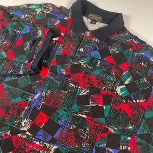 Cross Creek Classic‎ Polo Shirt Abstract Print Short Sleeve Mens XL